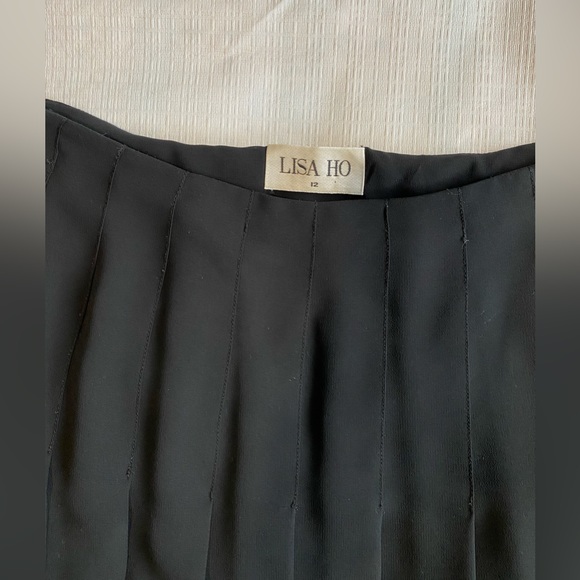 Lisa Ho Pleated Midi Maxi Skirt Lined Gold Button Detail Size 12 Career Evening - Picture 3 of 11